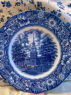 Vintage! Blue & White Decorative Ceramic Serving Plate - Made in England